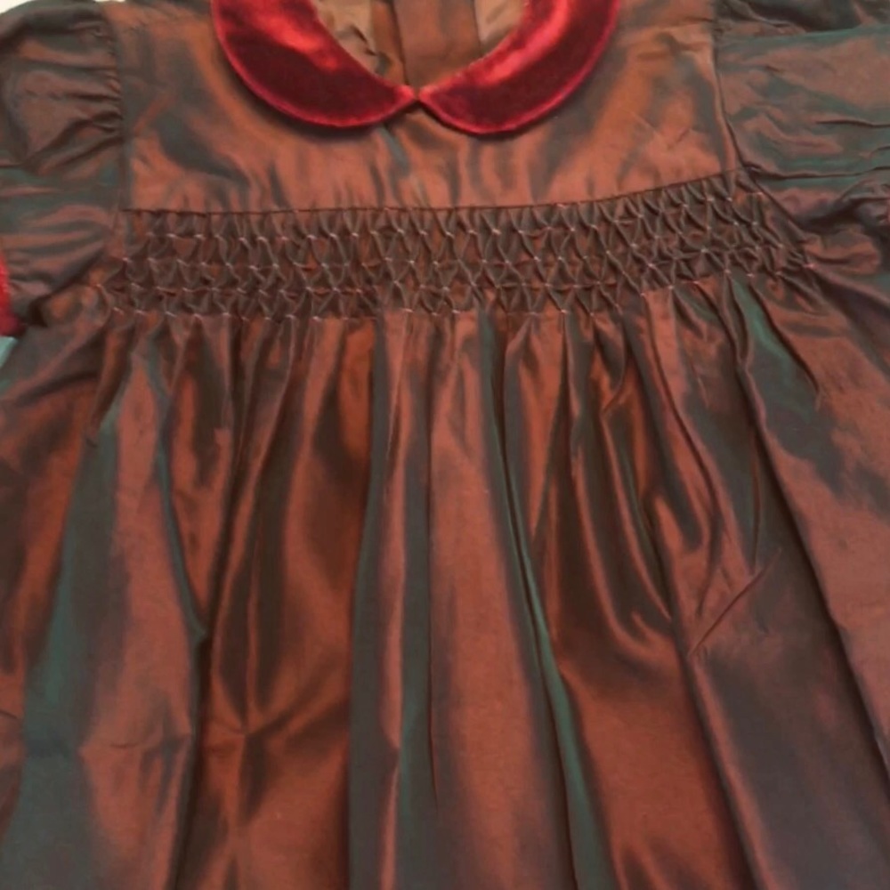 COPY - Taffeta and velvet burgundy baby outfit